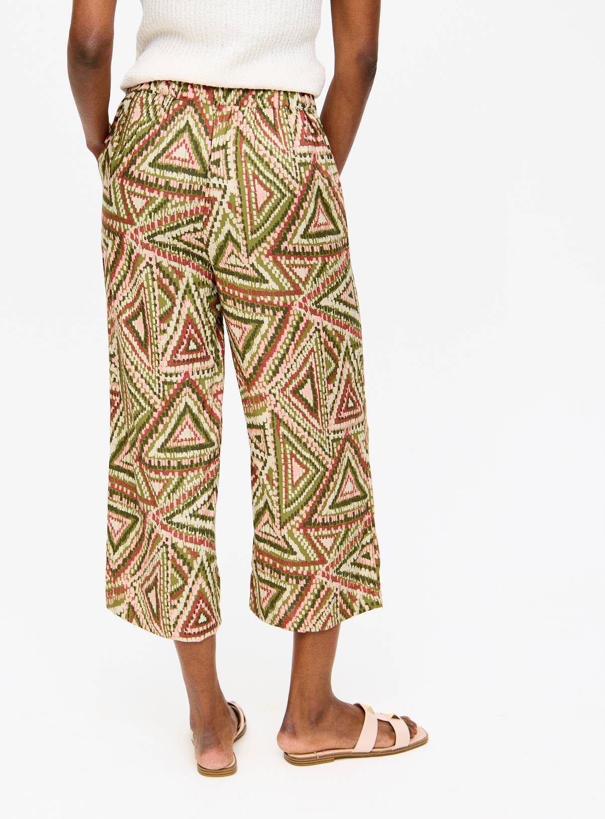Tribal Print Wide Leg Cropped Trousers 10 - Image 4